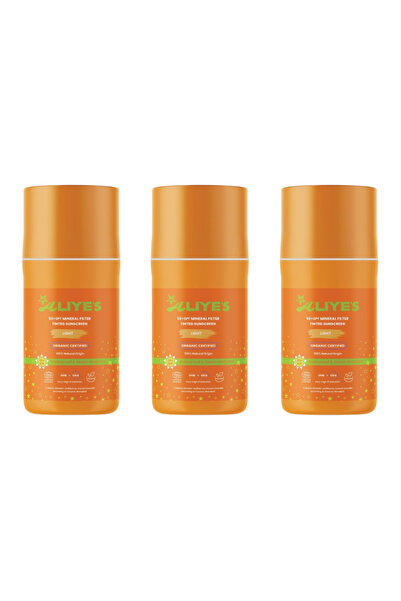A Aliye's مجموعة من 3 كريمات واقية من الشمس عضوية ملونة بعامل حماية 50 مع فلت...