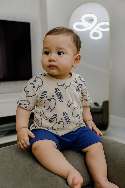 ZERVA QUEEN Dog Printed Baby Boy Set with Shorts