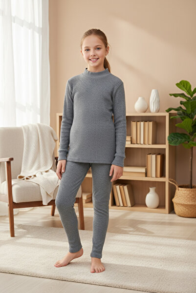 Fulla Moda Ribbed Lycra Half Turtleneck Girls' Leggings Set