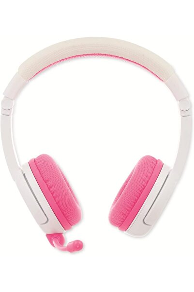 Onanoff BuddyPhones School+ Wireless Volume-Limiting Kids Headphones w/ Boom Microphone - Pink