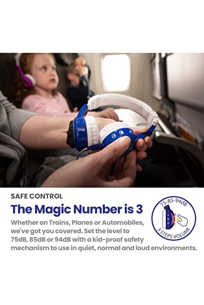 Onanoff BuddyPhones In-Flight Kids Foldable Headphones (Blue)