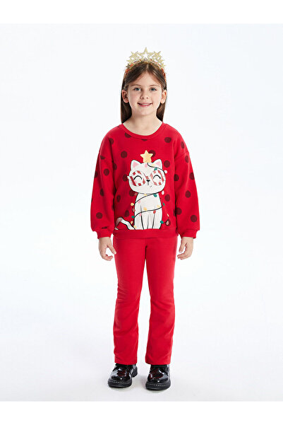 LC Waikiki Red Crew Neck Thick Baby Girl Sweatshirt