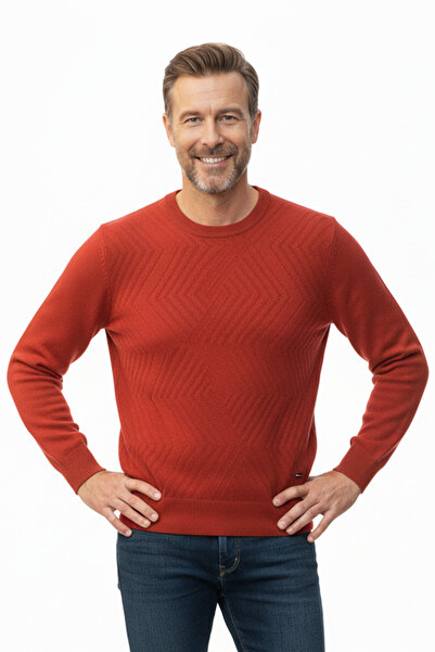 Pulltonic Erkek Bisiklet Yaka Geometrik Desenli Kazak