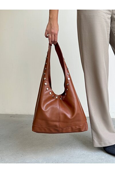 KIRASE Stylish and Classic Model Shoulder and Hand Bag with Staple Detail