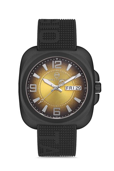 Sergio Tacchini ساعة يد رجالية ESST.B.10092.2A، سوار سيليكون، قطر علبة 43 ملم