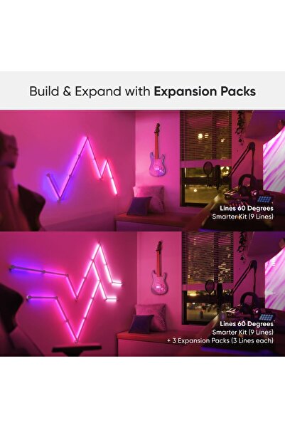 Nanoleaf Lines 60° WiFi Smart RGBW LED Dimmable Wall Lights Starter Kit (15 Lines)