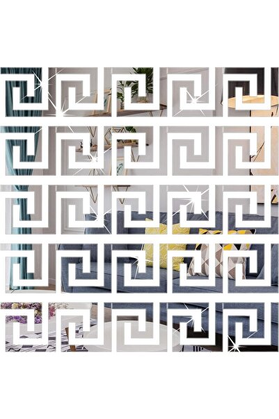 Slasa 30 قطعة من ملصقات الحائط ذات المرآة الأكريليكية بنمط يوناني فضي (11.2 ×...