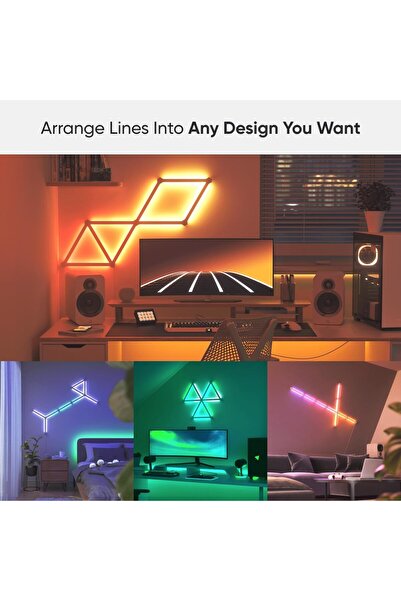 Nanoleaf Lines 60° WiFi Smart RGBW LED Dimmable Wall Lights Starter Kit (15 Lines)