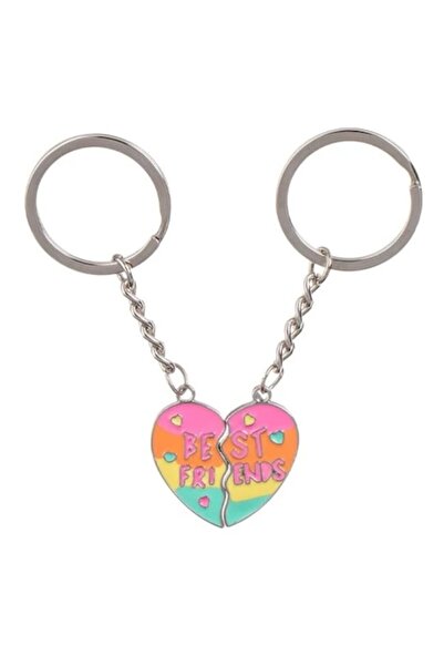 OEM Breloc cadou argintiu curcubeu cu mesajul „Cei mai buni prieteni” 9 cm