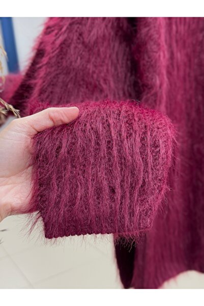 MİHRA STORE Celina Bearded Soft Sweater-Zi̇7004 Burgundy
