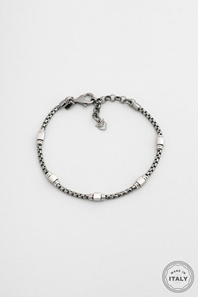 So CHIC... Kronos İtalyan Rutenyum Kaplama 22 Cm Gümüş Erkek Bileklik