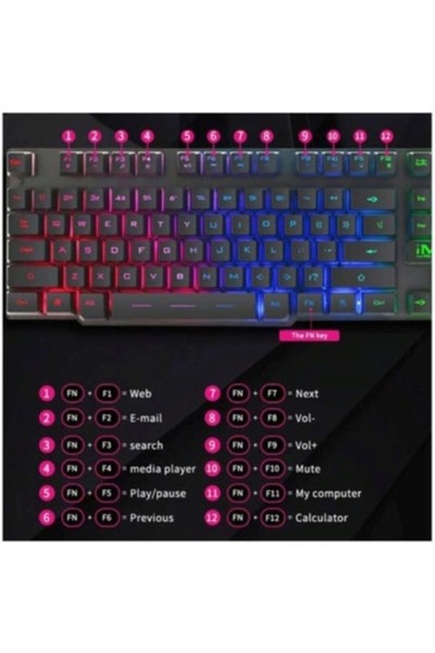 HALAMODO AK-600 Wired Backlit Gaming Keyboard Suitable for Desktop Computers and Laptops