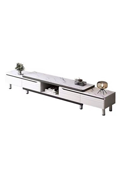 KEKE [Slate] Expandable (200-270 cm) Warm White with White Texture