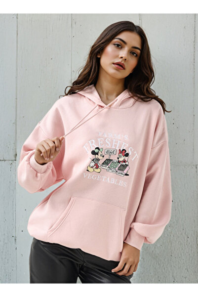 SP Characters هودي قصة فضفاضة بطبعة ميكي وميني ماوس