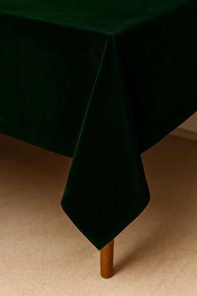 De'Vor Velvet Textured Tablecloth | Stylish, Soft, Stain-Resistant Emerald Green Tablecloth