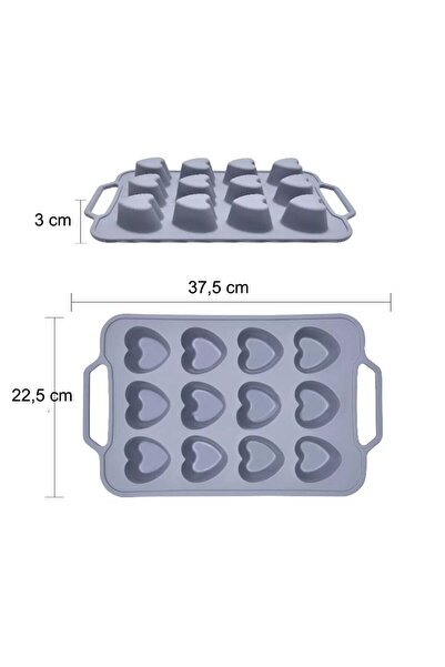 Dharst Silicone muffin tray 12 heart-shaped cavities