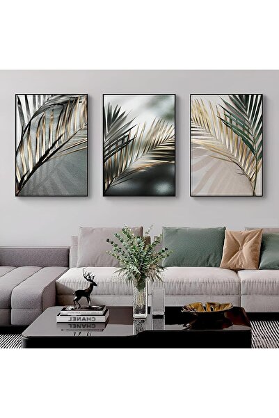 Today Idea لوحة فنية جدارية من القماش، أوراق نخيل، نباتات إسكندنافية، ديكور منزلي أخضر داكن، بدون إطار