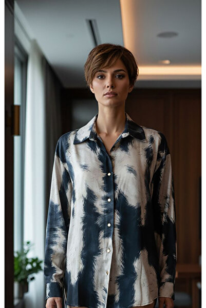 dml giyim Metal Button Brush Pattern Blouse