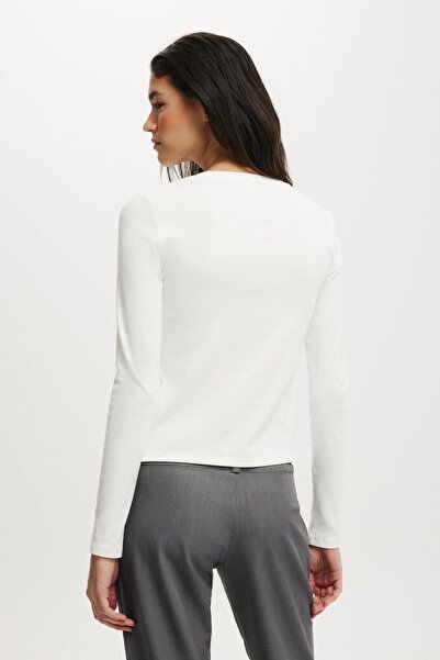 Madmext Λευκή γυναικεία ζακέτα με εφαρμοστό κουμπιά MG2580