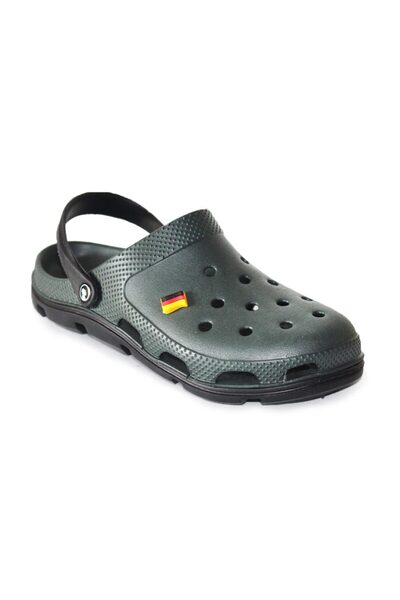 Jose Amorales Men's clogs, EVA foam, dark khaki green and black, size 41,