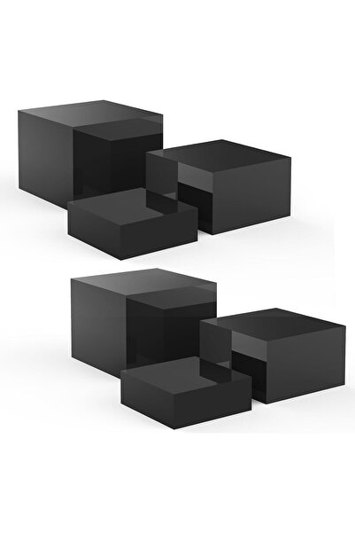 Slasa مجموعة من 6 قطع من حاملات عرض مكعبات الأكريليك السوداء اللامعة (7.9 بوصة، 7 بوصة، 5.9 بوصة)