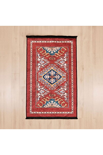 Evidea Soft Uşak Saray Desenli Halı - Kırmızı - 80x150 cm