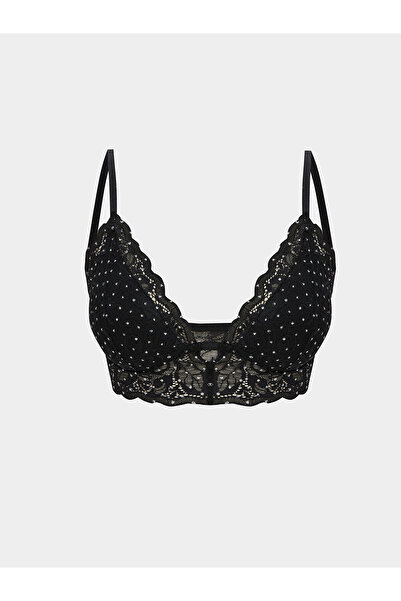 LC Waikiki Black Underwire-Free Unpadded Lace Bralette
