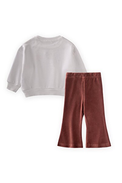 Cigit Σετ φούτερ με κέντημα λουλουδιών 1-10 ετών Λευκό