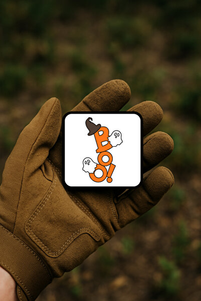 AHWALL شارة/وشاح/شعار الهالوين مع كتابة 'بو!' وقبعة الشبح والساحرة