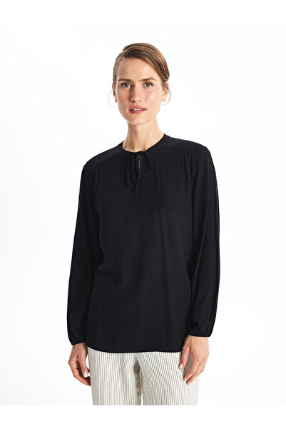 LC Waikiki Γυναικεία μπλούζα LCW - Μασίφ, μακρυμάνικο και δεμένο γιακά