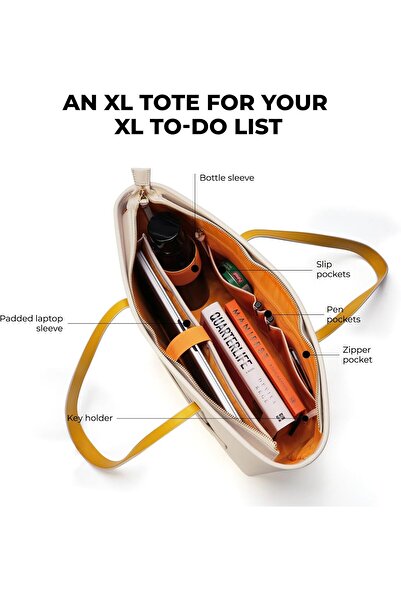 MOKOBARA The Astrid Tote - Women Tote Bag with Vegan Leather, Water-Resistant, Padded Laptop Sleeve