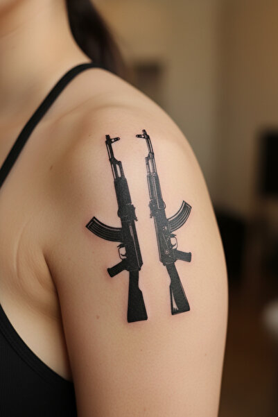 Lavmi Keleş Ak 47 18x11 cm Yarı Kalıcı Hayalet Geçici Dövme Yapıştırma Dövme