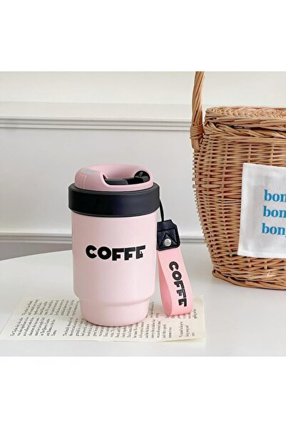 Mixbo Adult Thermos 'Coffee' with Straw, Pink, 500 ml
