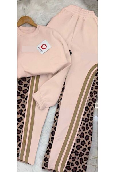 zavera for kids Girl's Leopard Detailed Tracksuit Set - 100% Cotton - 3 Thread Count