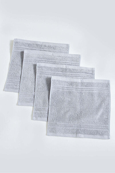 REDTAG Grey Soft Cotton Face Towel Set (4 Piece)