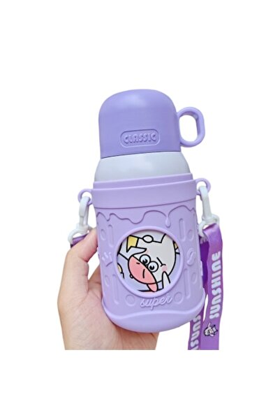 Mixbo children's straw thermos, lid converts to cup, purple, 500 ml