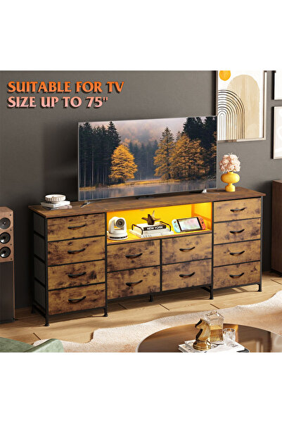 KEKE 12-drawer large size TV model For inside Bed Home Bed Room Brown Color 66" inch