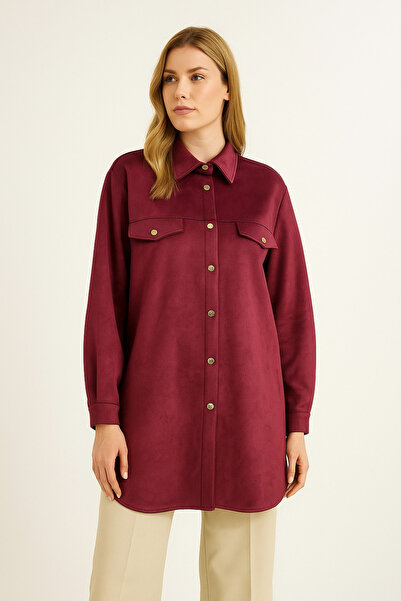 Doque 10202 ÖNDEN ÇITÇIT DÜĞMELİ CEP KAPAKÇIKLI GÖRÜNÜMLÜ RAHAT KESİM SÜET CEKET #10-25#