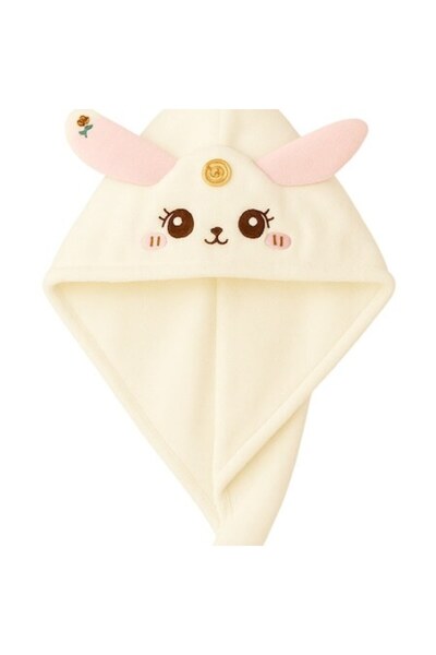 Mixbo Turban pentru uscarea părului, alb, pufos, model iepuraș