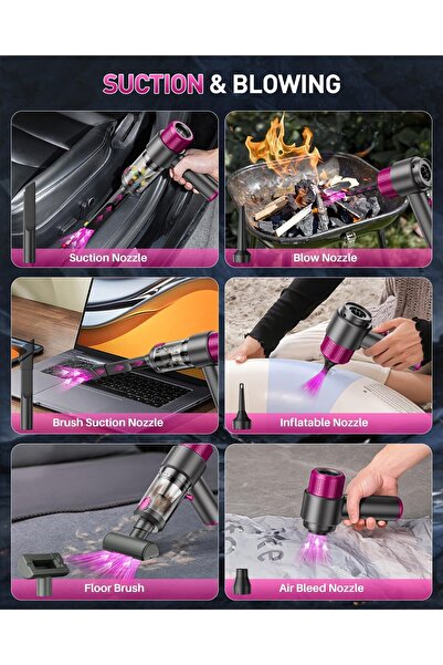 Generic 4 in 1 Air Duster Portable Mini LED Light 15000PA Cordless Handheld Car Vacuum Cleaner