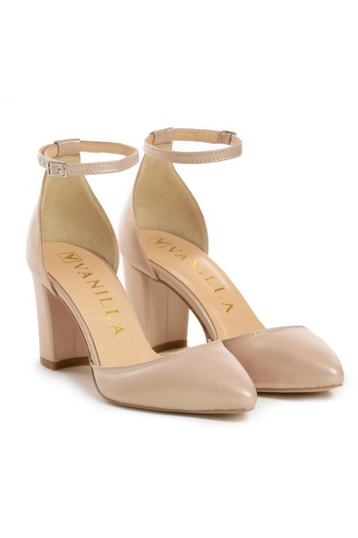 Vanilla Days Tocuri bloc din piele naturală Mabel Nude Shine - 7cm