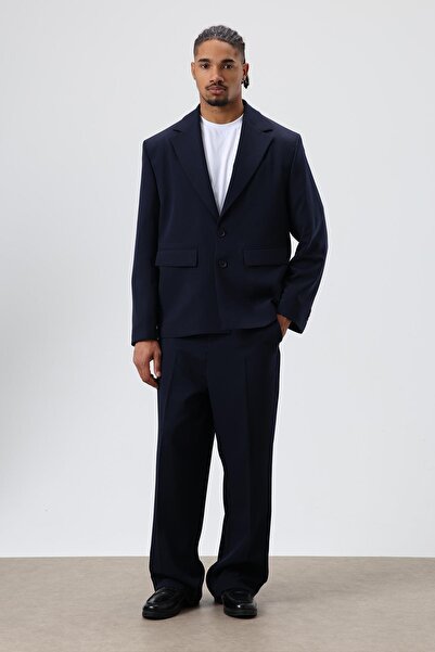 VAMOSCLO قصة مريحة بدلة باللون الأزرق الداكن