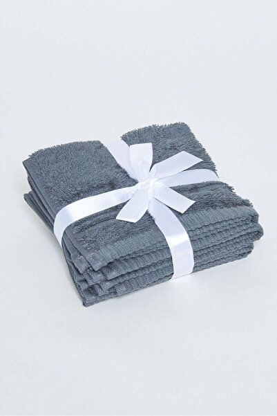 REDTAG Grey Soft Cotton Face Towel Set (4 Piece)
