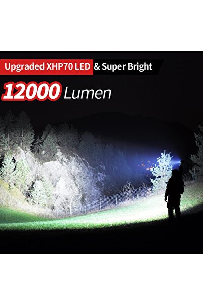 Generic 12000 Lumen Flashlight,USB Rechargeable Flashlight,Super Bright Handheld LED Flashlight,5 Modes