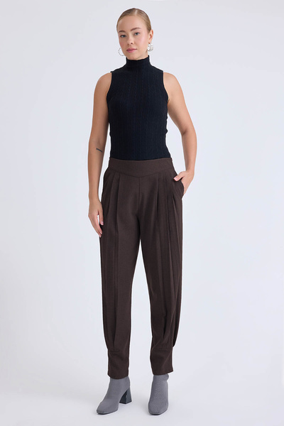 Vitrin Yüksek Bel Piliseli Bilek Boy Pantolon