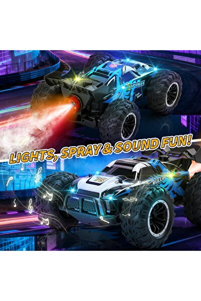 DEERC RC car 1:16 4WD with LED, music, steam, dual battery, 40 min autonomy, remote control