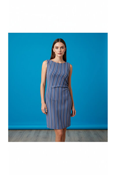 Eight Fashion Women's Striped Draped Short Dress