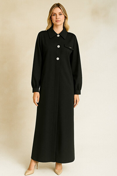 Doque 57018 ÖNDEN DÜĞMELİ KOL UCU MANŞETLİ OMZU APOLETLİ KABAN #10-25#