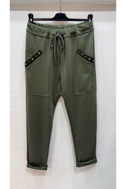 della moor Women's Khaki Italian Pocket Stone Modal Pants