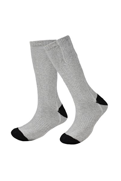 RoveZone Set of Electric Heated Socks, 38-44, with 2 Battery Boxes, Gray